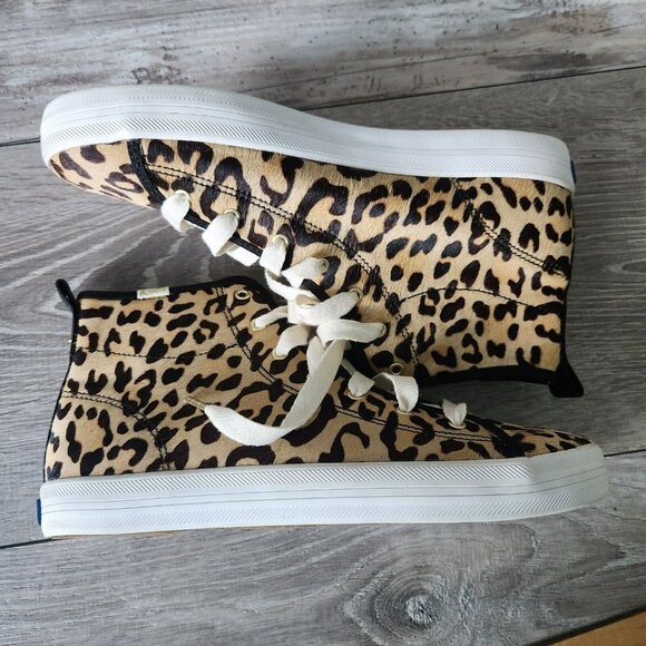 Kate Spade Keds X New York Kickstart High Top Leopard Sneakers Lace Shoes 7.5 - Picture 11 of 16